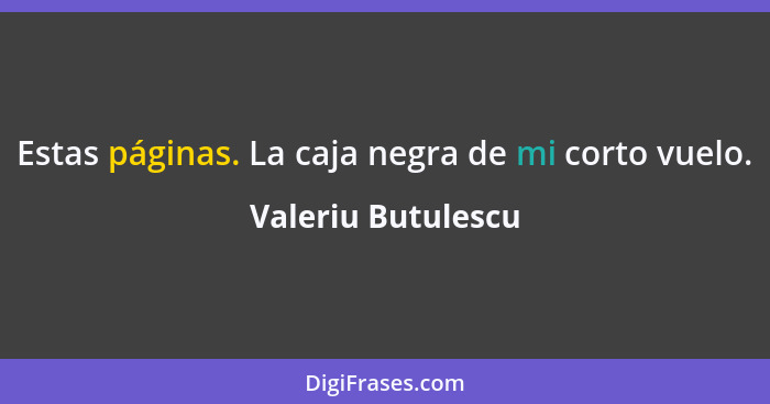 Estas páginas. La caja negra de mi corto vuelo.... - Valeriu Butulescu