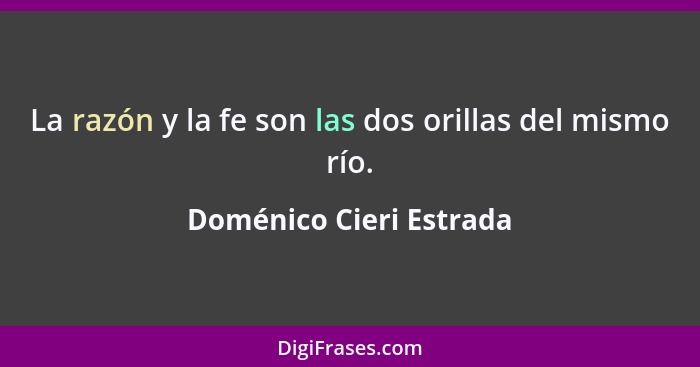 La razón y la fe son las dos orillas del mismo río.... - Doménico Cieri Estrada