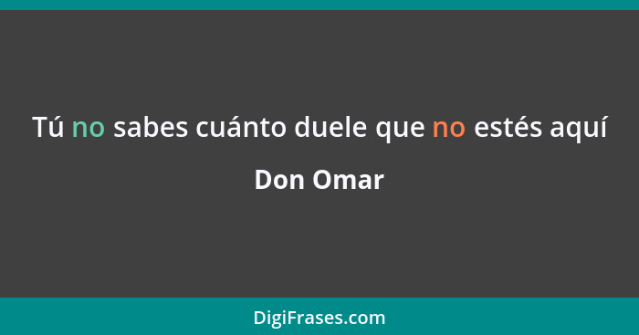 Tú no sabes cuánto duele que no estés aquí... - Don Omar