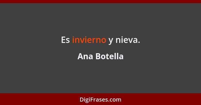 Es invierno y nieva.... - Ana Botella