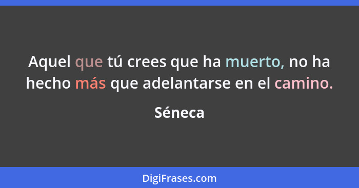 Aquel que tú crees que ha muerto, no ha hecho más que adelantarse en el camino.... - Séneca